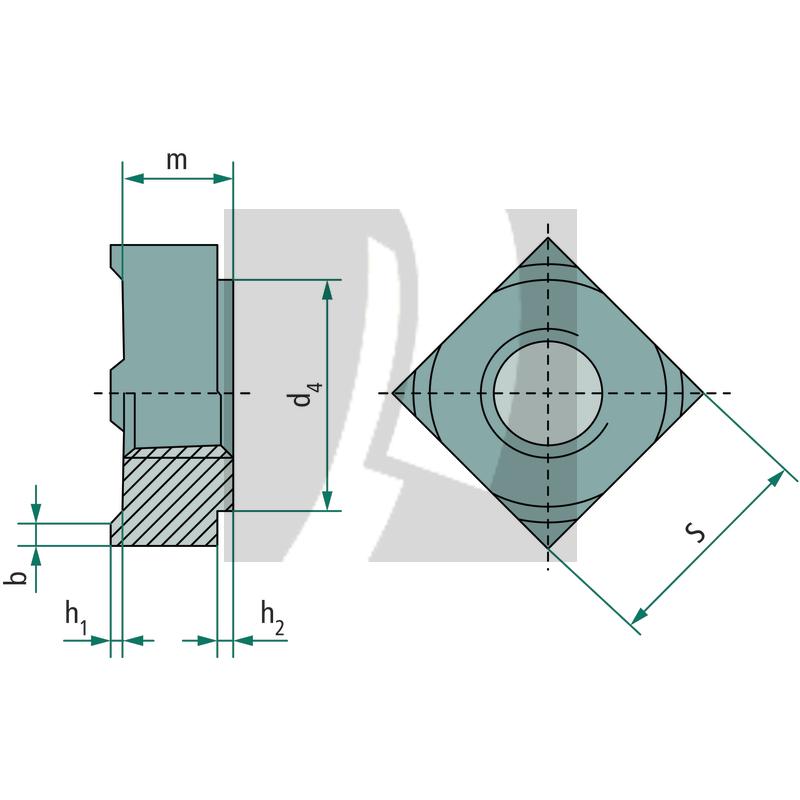 Schweißmutter M8x2 DIN 928 Schweißmutter M8x2 DIN 928