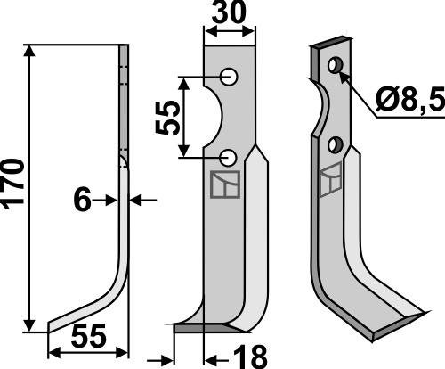 Fräsmesser 170x30mm, links, passend für B.C.S. und Bertolini