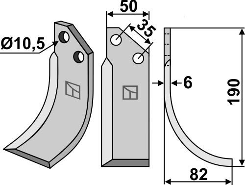 Fräsmesser 190x50mm, rechts, passend für Valpadana