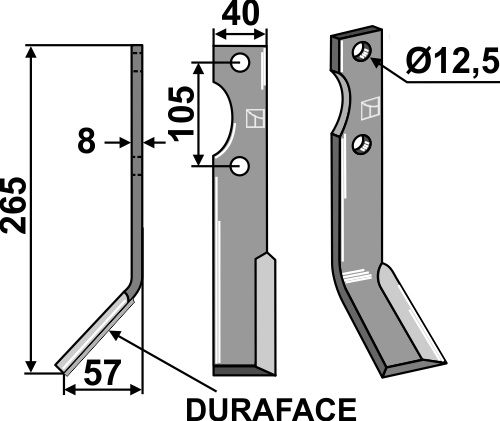 Fräsmesser DURAFACE 265x40mm, links, passend für Forigo-Roteritalia