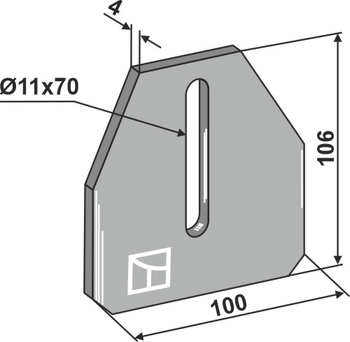 Abstreiferblech für Packerwalzen 106 x 100 mm, passend für Pöttinger