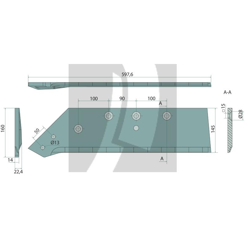 Wechselspitzenschar links 16"