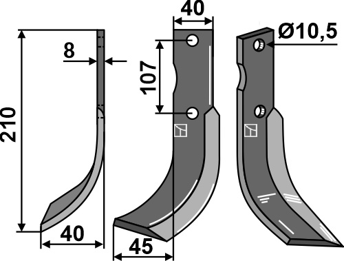 Fräsmesser 210x40mm, links, passend für Calderoni
