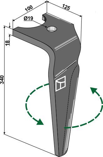 Kreiseleggenzinken, links 340 mm x 100 mm, passend für Falc