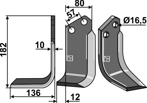 Fräsmesser 182x80mm, links, passend für Celli