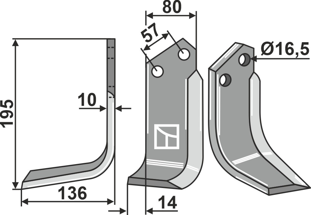 Fräsmesser 195x80mm, links, passend für Muratori