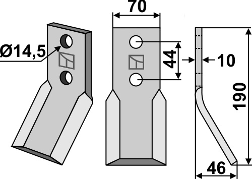 Rotorzinken 190x70mm, passend für Muratori