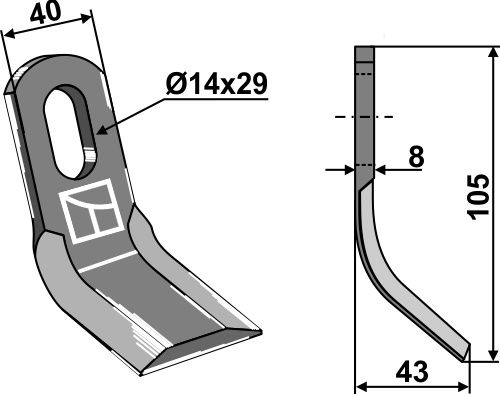 Y-Messer 105x40 mm, passend für Howard, M.E.A.A.T. und mehr