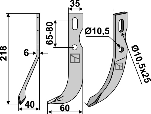 Universal Fräsmesser 218x35mm, links, passend für Benassi