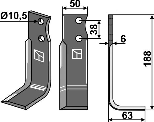 Fräsmesser 188x50mm, rechts, passend für Barbieri