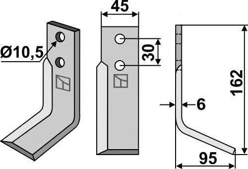 Fräsmesser 162x45mm, rechts, passend für M.A.B.Bocchini