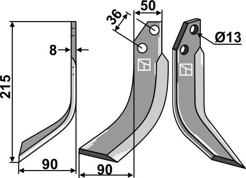 Fräsmesser 215x50mm, links, passend für JNC