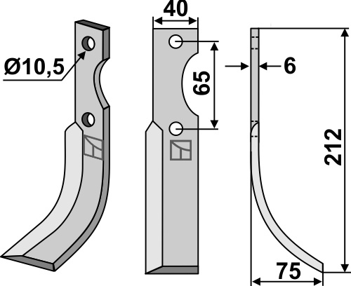Fräsmesser 212x40mm, rechts, passend für NibbiDecimo
