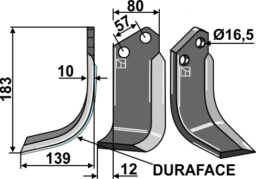 Fräsmesser DURAFACE 183x80mm, links, passend für Celli