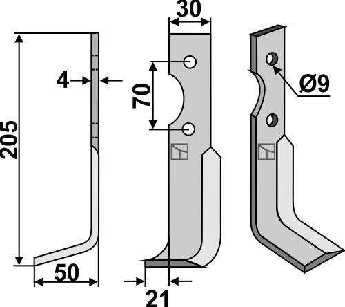 Fräsmesser 205x30mm, links, passend für Agria