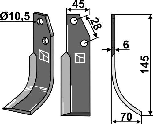 Fräsmesser 145x45mm, rechts, passend für Bertolini