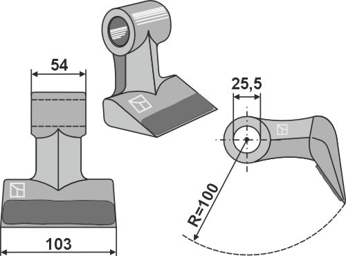 Hammerschlegel mit Aufschweißung 103x54 mm, passend für Dragone, Nobili und mehr