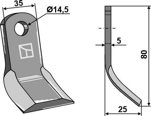 Y-Messer 80x35 mm, passend für Calderoni, Falconero und mehr