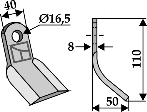 Y-Messer 110x40 mm, passend für Sicma (Miglianico)