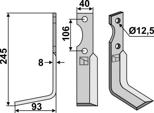 Fräsmesser 245x40mm, links, passend für Maletti