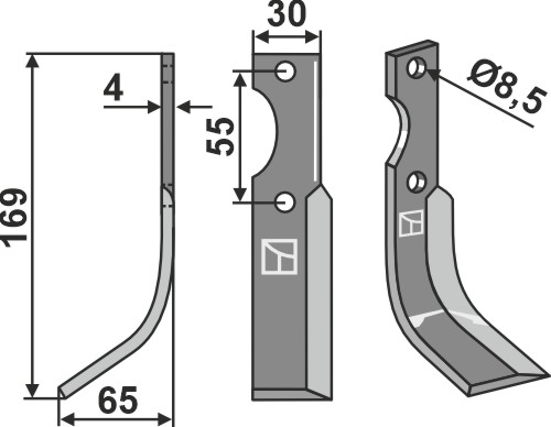 Fräsmesser 169x30mm, links, passend für Grillo