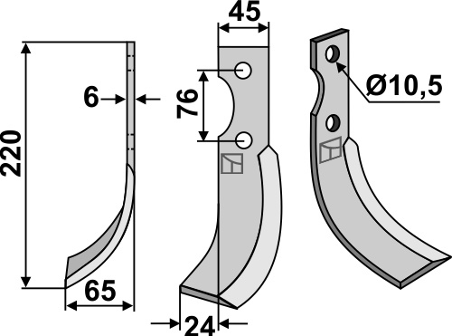 Fräsmesser 220x45mm, links, passend für Grillo