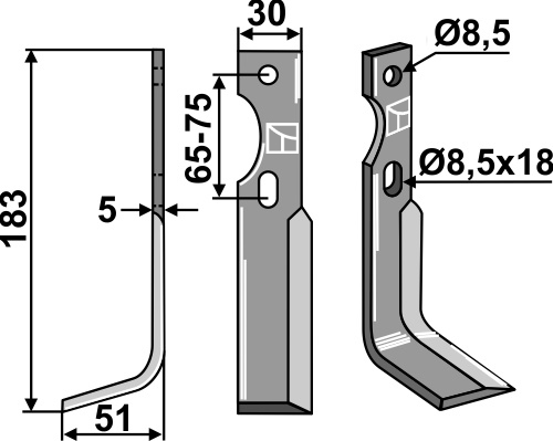 Fräsmesser 183x30mm, links, passend für Gutbrod