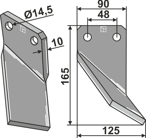 Rotorzinken 165x90mm, rechts, passend für Massano