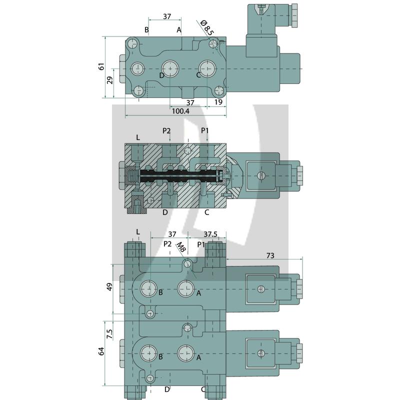 6/2 Wegeventil SWV-E-12V 50 l/min