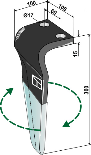 Kreiseleggenzinken (DURAFACE), rechts 300 x 15 mm, passend für Maschio und Gaspardo