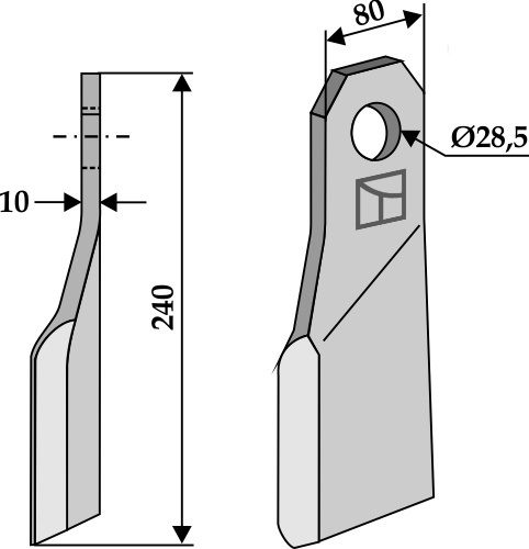 Schlegel 240x80 mm - rechts, passend für Gilbers
