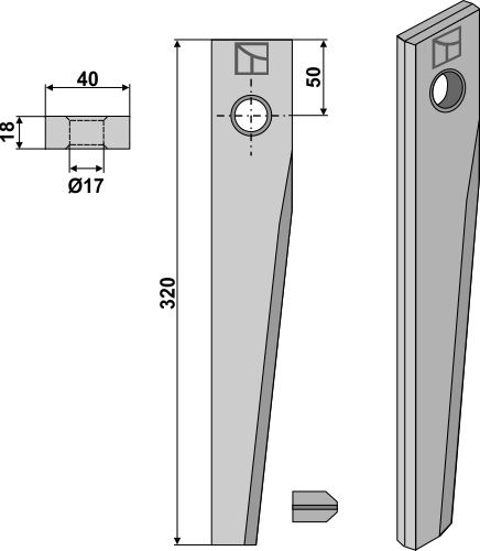 Kreiseleggenzinken für HR 1000-Serie 320 mm x 40 mm, passend für Kuhn