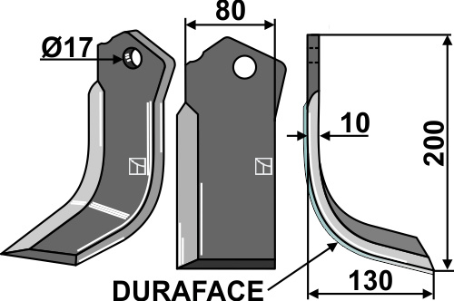 Fräsmesser DURAFACE 200x80mm, rechts, passend für Celli