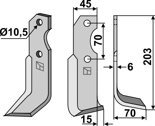 Fräsmesser 203x45mm, rechts, passend für Brumital-Agris