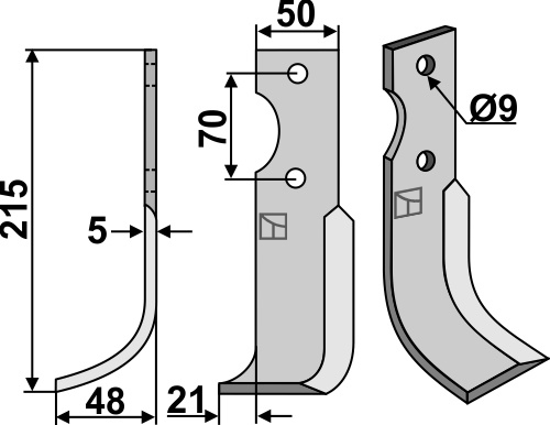 Fräsmesser 215x50mm, links, passend für Agria