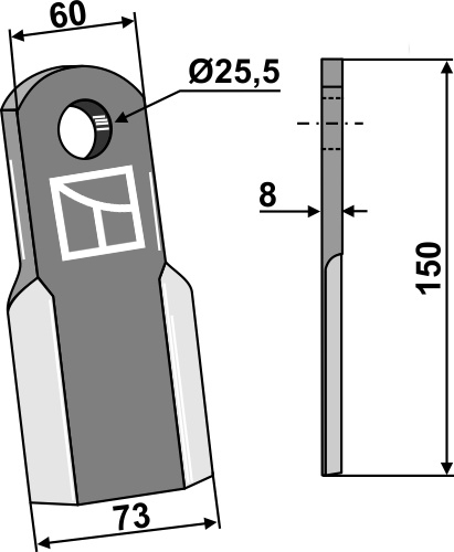 Gerades Messer 150x60 mm - Altes Modell, passend für Energreen, Agrimaster und mehr