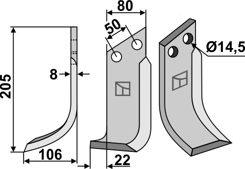 Fräsmesser 205x80mm, links, passend für Meritano