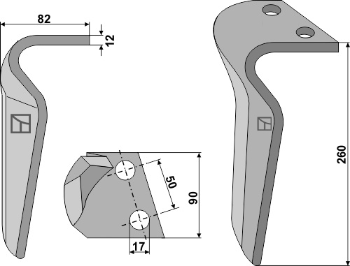 Kreiseleggenzinken rechts 260 mm x 90 mm, passend für Breviglieri und Regent