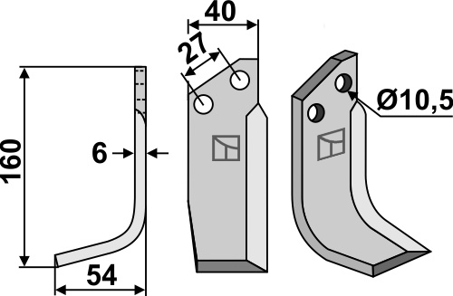 Fräsmesser 160x40mm, links, passend für Valpadana