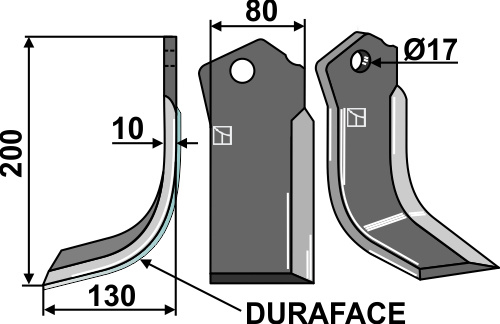 Fräsmesser DURAFACE 200x80mm, links, passend für Celli