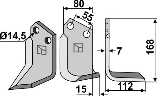 Fräsmesser 168x80mm, rechts, passend für Palladino und Sandri