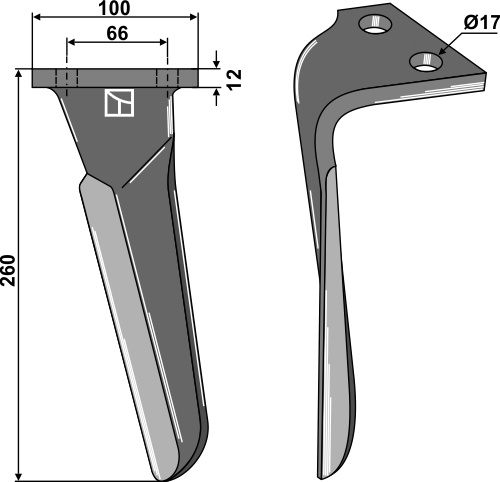 Kreiseleggenzinken links 260 mm x 100 mm, passend für Emy-Elenfer