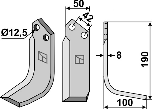 Fräsmesser 190x50mm, rechts, passend für NibbiBruno