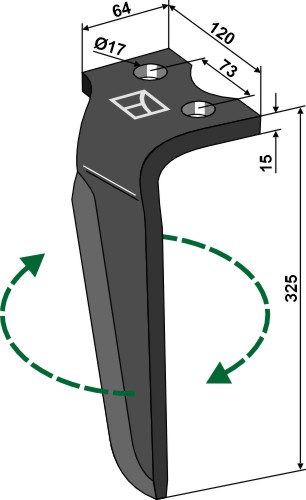 Kreiseleggenzinken rechts 325 mm x 120 mm, passend für Vogelu.Noot