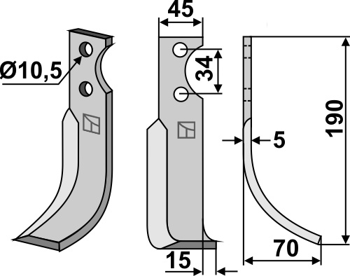 Fräsmesser 190x45mm, rechts, passend für Fort und Barbieri