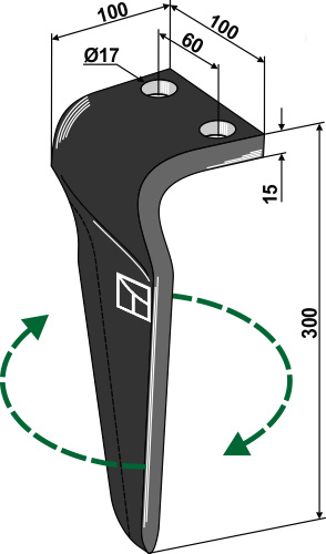 Kreiseleggenzinken, rechts 300 mm x 100 mm, passend für Maschio und Gaspardo