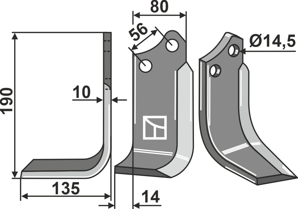 Fräsmesser 190x80mm, links, passend für Muratori