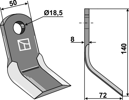 Y-Messer 140x50 mm, passend für Dragone