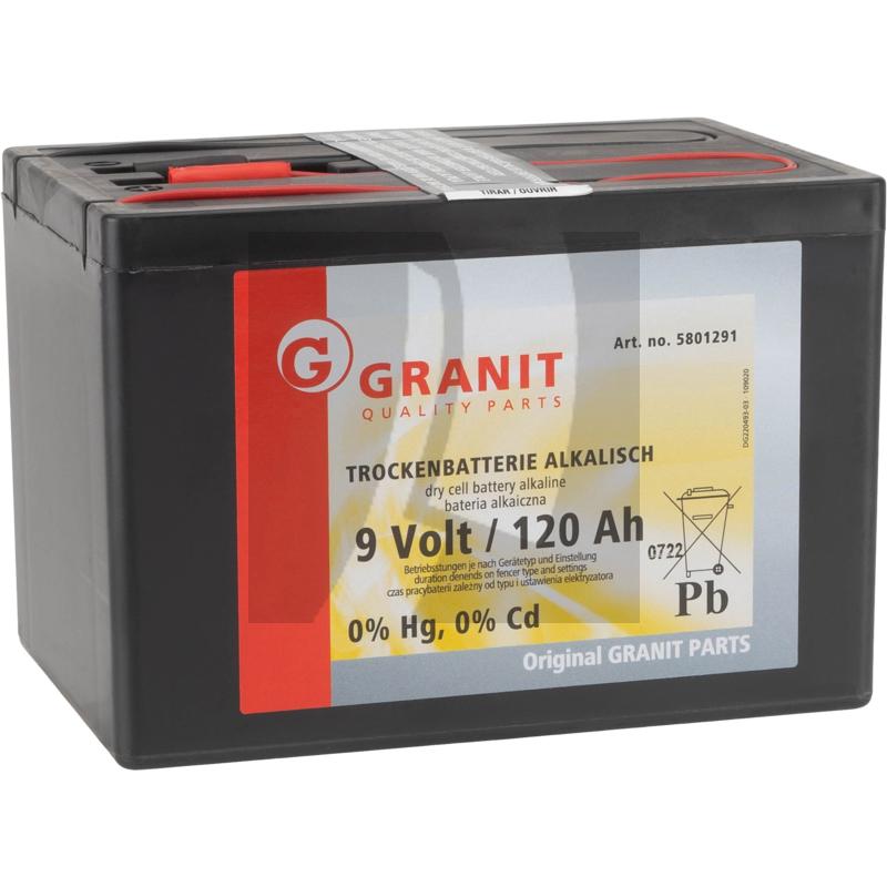 Alkaline-Batterie, Trocken, 9V/120 Ah, großes Gehäuse