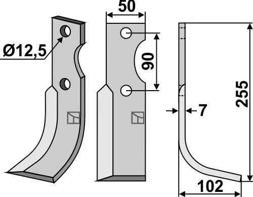 Fräsmesser 255x50mm, rechts, passend für Bertolini und Ferrari